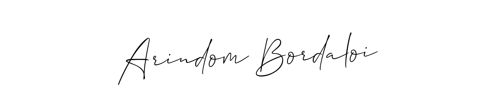 The best way (Allison_Script) to make a short signature is to pick only two or three words in your name. The name Arindom Bordaloi include a total of six letters. For converting this name. Arindom Bordaloi signature style 2 images and pictures png
