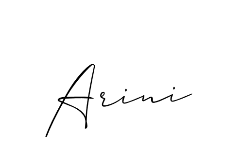 The best way (Allison_Script) to make a short signature is to pick only two or three words in your name. The name Arini include a total of six letters. For converting this name. Arini signature style 2 images and pictures png