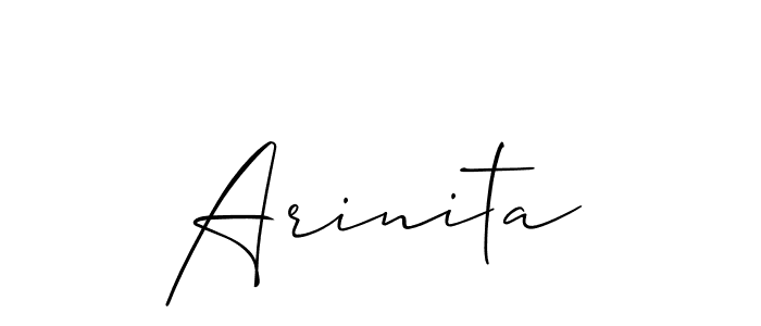 The best way (Allison_Script) to make a short signature is to pick only two or three words in your name. The name Arinita include a total of six letters. For converting this name. Arinita signature style 2 images and pictures png
