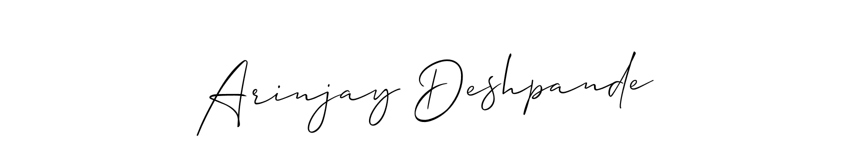 Use a signature maker to create a handwritten signature online. With this signature software, you can design (Allison_Script) your own signature for name Arinjay Deshpande. Arinjay Deshpande signature style 2 images and pictures png