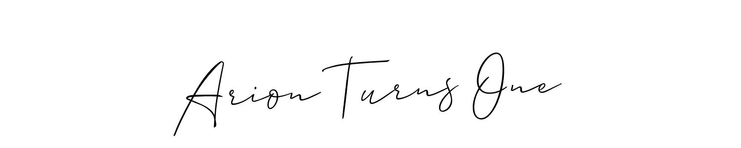 Allison_Script is a professional signature style that is perfect for those who want to add a touch of class to their signature. It is also a great choice for those who want to make their signature more unique. Get Arion Turns One name to fancy signature for free. Arion Turns One signature style 2 images and pictures png