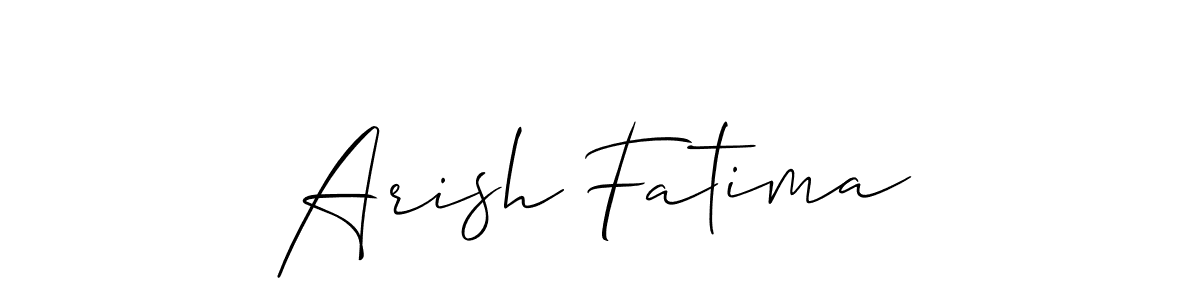 Make a beautiful signature design for name Arish Fatima. With this signature (Allison_Script) style, you can create a handwritten signature for free. Arish Fatima signature style 2 images and pictures png