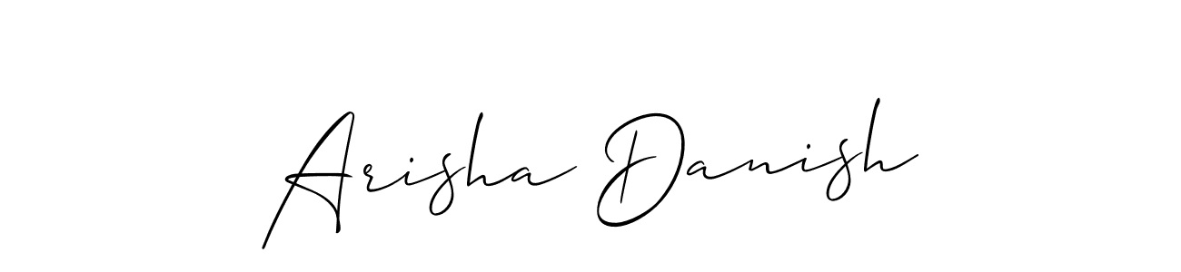 Create a beautiful signature design for name Arisha Danish. With this signature (Allison_Script) fonts, you can make a handwritten signature for free. Arisha Danish signature style 2 images and pictures png