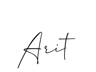 The best way (Allison_Script) to make a short signature is to pick only two or three words in your name. The name Arit include a total of six letters. For converting this name. Arit signature style 2 images and pictures png