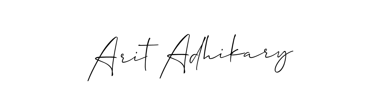 Also we have Arit Adhikary name is the best signature style. Create professional handwritten signature collection using Allison_Script autograph style. Arit Adhikary signature style 2 images and pictures png
