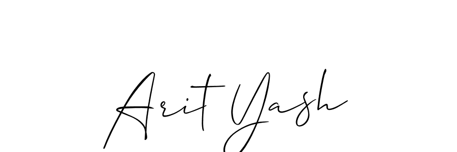 The best way (Allison_Script) to make a short signature is to pick only two or three words in your name. The name Arit Yash include a total of six letters. For converting this name. Arit Yash signature style 2 images and pictures png