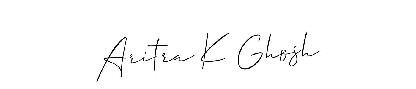 The best way (Allison_Script) to make a short signature is to pick only two or three words in your name. The name Aritra K Ghosh include a total of six letters. For converting this name. Aritra K Ghosh signature style 2 images and pictures png