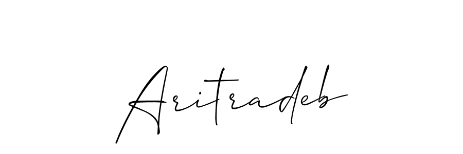 Use a signature maker to create a handwritten signature online. With this signature software, you can design (Allison_Script) your own signature for name Aritradeb. Aritradeb signature style 2 images and pictures png