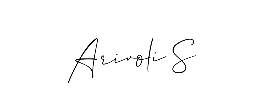 The best way (Allison_Script) to make a short signature is to pick only two or three words in your name. The name Arivoli S include a total of six letters. For converting this name. Arivoli S signature style 2 images and pictures png