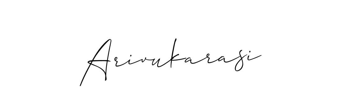 Design your own signature with our free online signature maker. With this signature software, you can create a handwritten (Allison_Script) signature for name Arivukarasi. Arivukarasi signature style 2 images and pictures png