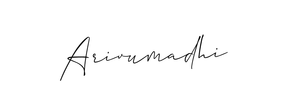 Create a beautiful signature design for name Arivumadhi. With this signature (Allison_Script) fonts, you can make a handwritten signature for free. Arivumadhi signature style 2 images and pictures png