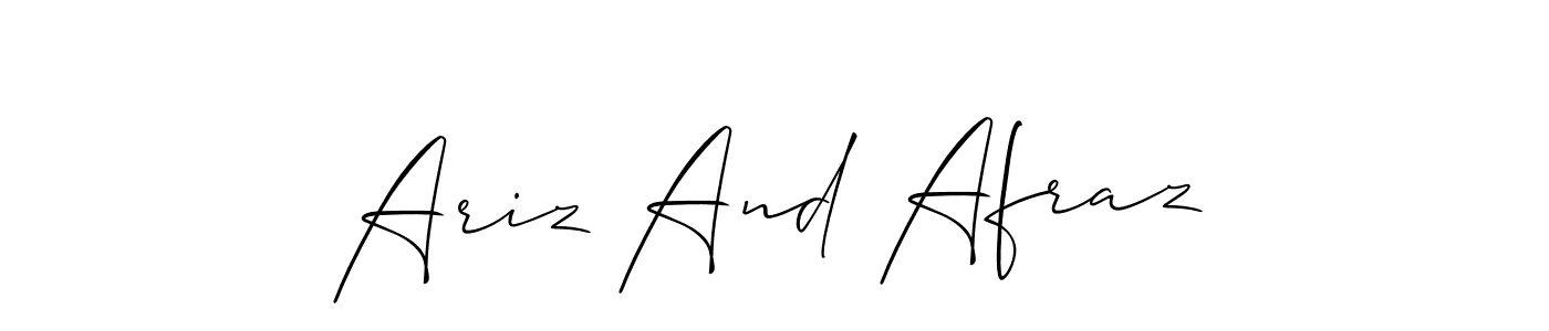 How to make Ariz And Afraz signature? Allison_Script is a professional autograph style. Create handwritten signature for Ariz And Afraz name. Ariz And Afraz signature style 2 images and pictures png