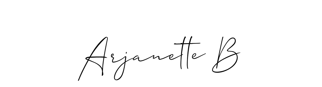 Similarly Allison_Script is the best handwritten signature design. Signature creator online .You can use it as an online autograph creator for name Arjanette B. Arjanette B signature style 2 images and pictures png