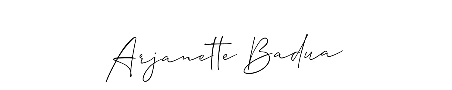 Use a signature maker to create a handwritten signature online. With this signature software, you can design (Allison_Script) your own signature for name Arjanette Badua. Arjanette Badua signature style 2 images and pictures png