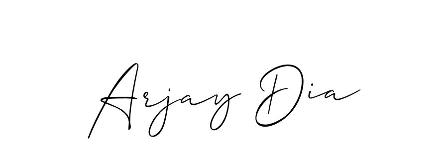 The best way (Allison_Script) to make a short signature is to pick only two or three words in your name. The name Arjay Dia include a total of six letters. For converting this name. Arjay Dia signature style 2 images and pictures png