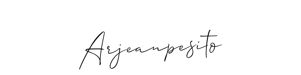 The best way (Allison_Script) to make a short signature is to pick only two or three words in your name. The name Arjeanpesito include a total of six letters. For converting this name. Arjeanpesito signature style 2 images and pictures png