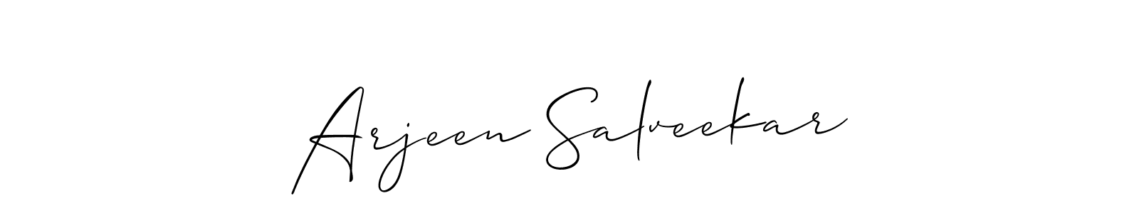 Make a short Arjeen Salveekar signature style. Manage your documents anywhere anytime using Allison_Script. Create and add eSignatures, submit forms, share and send files easily. Arjeen Salveekar signature style 2 images and pictures png