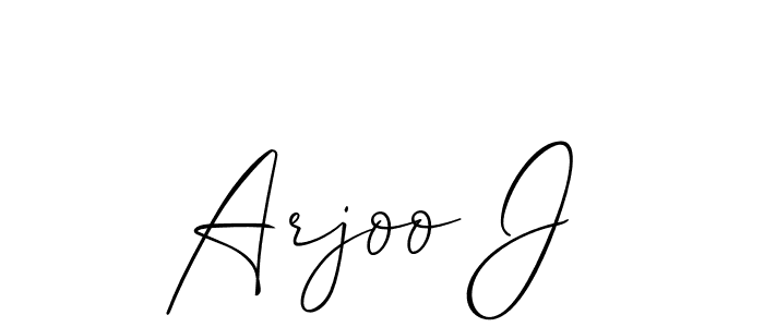 It looks lik you need a new signature style for name Arjoo J. Design unique handwritten (Allison_Script) signature with our free signature maker in just a few clicks. Arjoo J signature style 2 images and pictures png