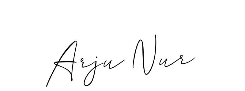 This is the best signature style for the Arju Nur name. Also you like these signature font (Allison_Script). Mix name signature. Arju Nur signature style 2 images and pictures png