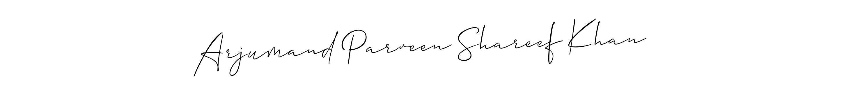 Also You can easily find your signature by using the search form. We will create Arjumand Parveen Shareef Khan name handwritten signature images for you free of cost using Allison_Script sign style. Arjumand Parveen Shareef Khan signature style 2 images and pictures png