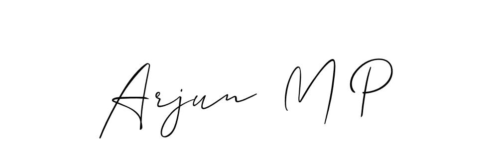 if you are searching for the best signature style for your name Arjun  M P. so please give up your signature search. here we have designed multiple signature styles  using Allison_Script. Arjun  M P signature style 2 images and pictures png