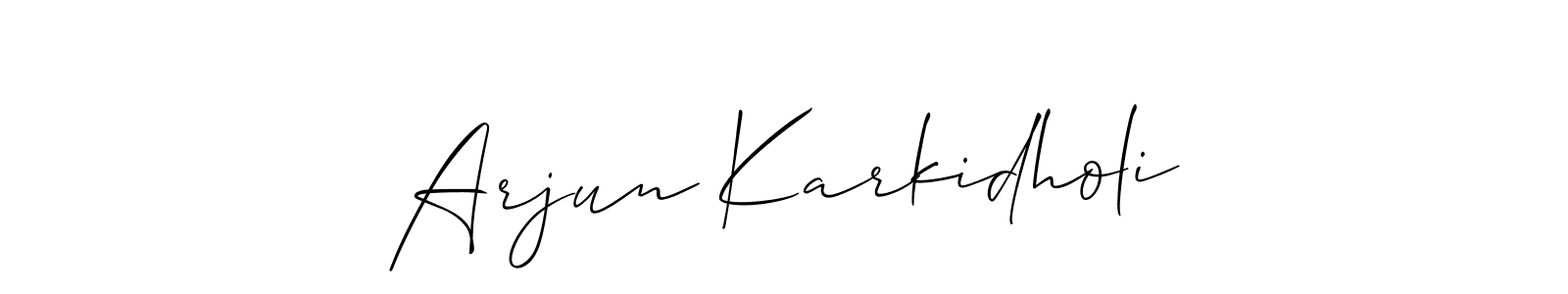 This is the best signature style for the Arjun Karkidholi name. Also you like these signature font (Allison_Script). Mix name signature. Arjun Karkidholi signature style 2 images and pictures png