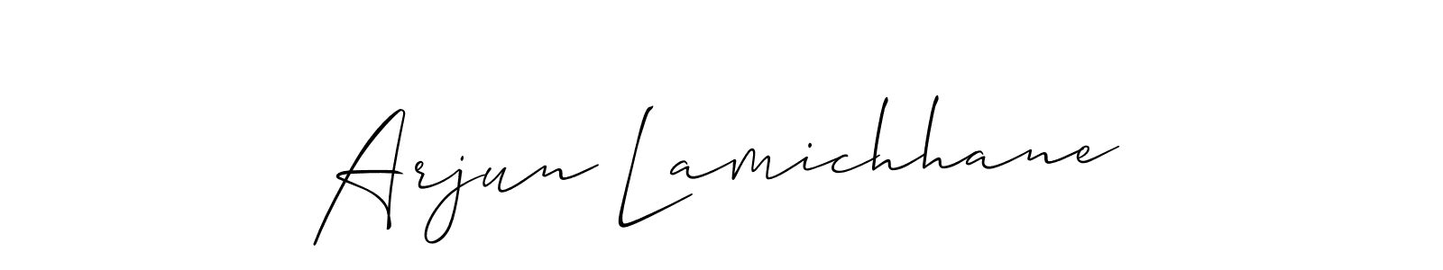 How to make Arjun Lamichhane name signature. Use Allison_Script style for creating short signs online. This is the latest handwritten sign. Arjun Lamichhane signature style 2 images and pictures png