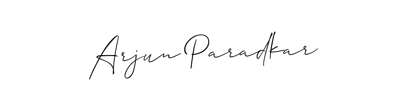 The best way (Allison_Script) to make a short signature is to pick only two or three words in your name. The name Arjun Paradkar include a total of six letters. For converting this name. Arjun Paradkar signature style 2 images and pictures png