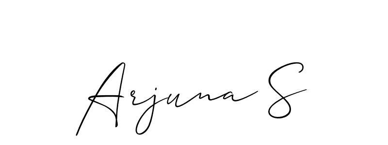 The best way (Allison_Script) to make a short signature is to pick only two or three words in your name. The name Arjuna S include a total of six letters. For converting this name. Arjuna S signature style 2 images and pictures png