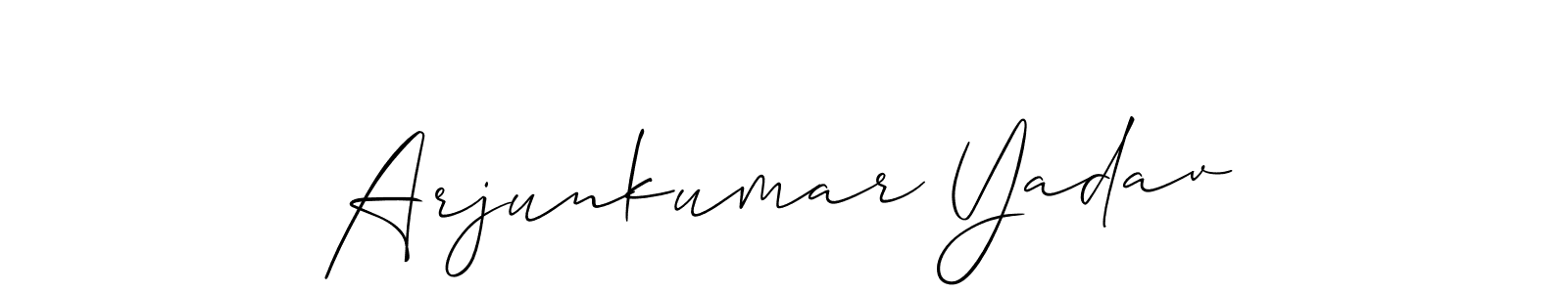 The best way (Allison_Script) to make a short signature is to pick only two or three words in your name. The name Arjunkumar Yadav include a total of six letters. For converting this name. Arjunkumar Yadav signature style 2 images and pictures png