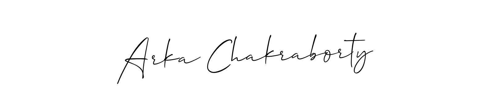 Make a short Arka Chakraborty signature style. Manage your documents anywhere anytime using Allison_Script. Create and add eSignatures, submit forms, share and send files easily. Arka Chakraborty signature style 2 images and pictures png
