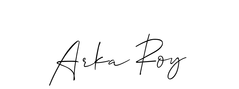 Allison_Script is a professional signature style that is perfect for those who want to add a touch of class to their signature. It is also a great choice for those who want to make their signature more unique. Get Arka Roy name to fancy signature for free. Arka Roy signature style 2 images and pictures png
