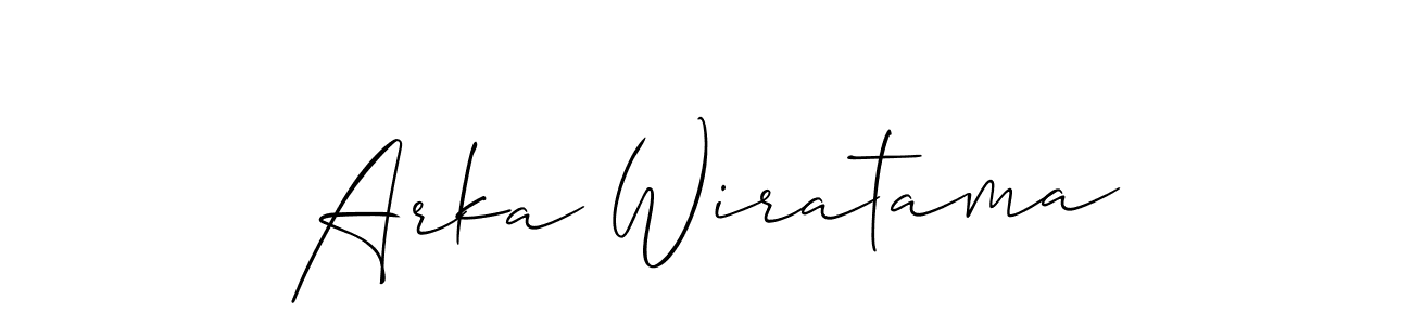 How to make Arka Wiratama name signature. Use Allison_Script style for creating short signs online. This is the latest handwritten sign. Arka Wiratama signature style 2 images and pictures png