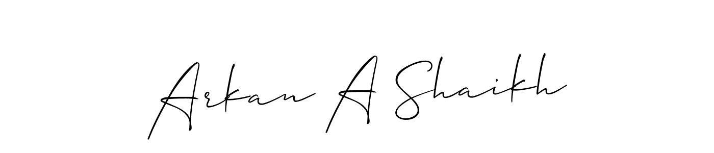Design your own signature with our free online signature maker. With this signature software, you can create a handwritten (Allison_Script) signature for name Arkan A Shaikh. Arkan A Shaikh signature style 2 images and pictures png