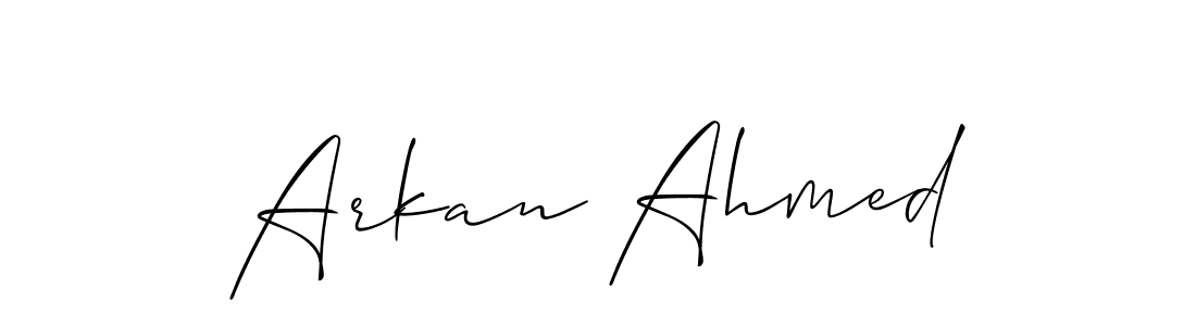 Use a signature maker to create a handwritten signature online. With this signature software, you can design (Allison_Script) your own signature for name Arkan Ahmed. Arkan Ahmed signature style 2 images and pictures png