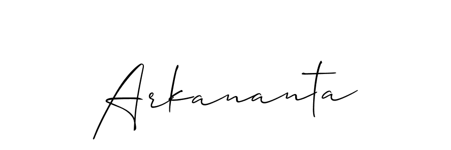 Make a beautiful signature design for name Arkananta. With this signature (Allison_Script) style, you can create a handwritten signature for free. Arkananta signature style 2 images and pictures png