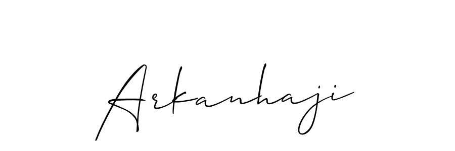 Use a signature maker to create a handwritten signature online. With this signature software, you can design (Allison_Script) your own signature for name Arkanhaji. Arkanhaji signature style 2 images and pictures png