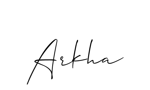 It looks lik you need a new signature style for name Arkha. Design unique handwritten (Allison_Script) signature with our free signature maker in just a few clicks. Arkha signature style 2 images and pictures png