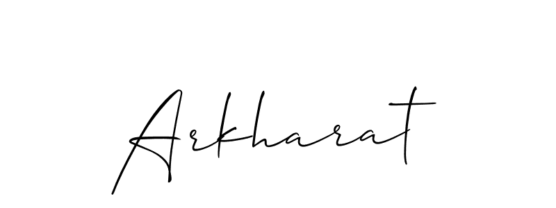 The best way (Allison_Script) to make a short signature is to pick only two or three words in your name. The name Arkharat include a total of six letters. For converting this name. Arkharat signature style 2 images and pictures png