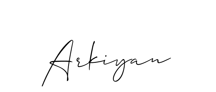 Use a signature maker to create a handwritten signature online. With this signature software, you can design (Allison_Script) your own signature for name Arkiyan. Arkiyan signature style 2 images and pictures png