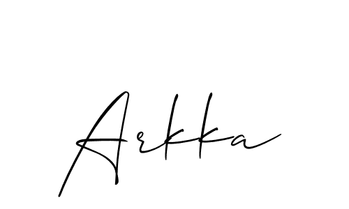 Design your own signature with our free online signature maker. With this signature software, you can create a handwritten (Allison_Script) signature for name Arkka. Arkka signature style 2 images and pictures png