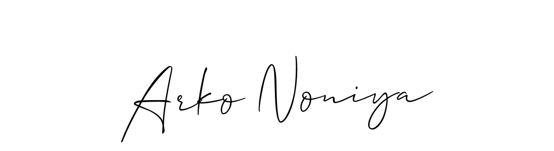 Create a beautiful signature design for name Arko Noniya. With this signature (Allison_Script) fonts, you can make a handwritten signature for free. Arko Noniya signature style 2 images and pictures png