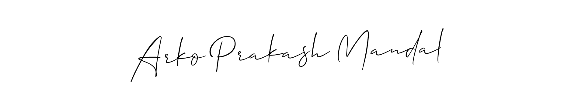 How to make Arko Prakash Mandal signature? Allison_Script is a professional autograph style. Create handwritten signature for Arko Prakash Mandal name. Arko Prakash Mandal signature style 2 images and pictures png