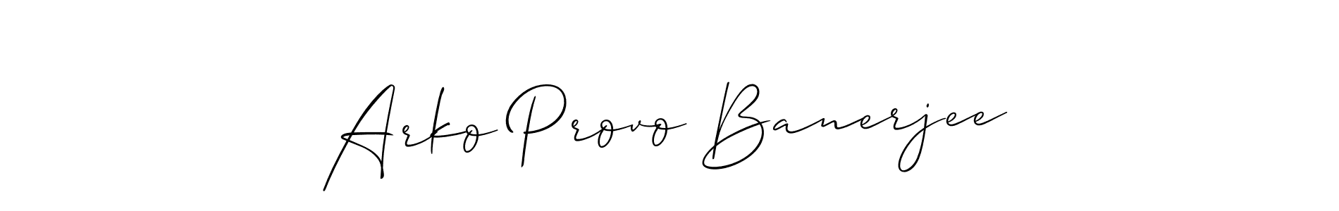 Use a signature maker to create a handwritten signature online. With this signature software, you can design (Allison_Script) your own signature for name Arko Provo Banerjee. Arko Provo Banerjee signature style 2 images and pictures png