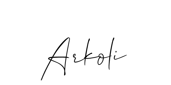 Make a beautiful signature design for name Arkoli. With this signature (Allison_Script) style, you can create a handwritten signature for free. Arkoli signature style 2 images and pictures png