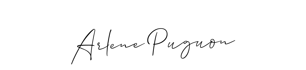 You should practise on your own different ways (Allison_Script) to write your name (Arlene Puguon) in signature. don't let someone else do it for you. Arlene Puguon signature style 2 images and pictures png