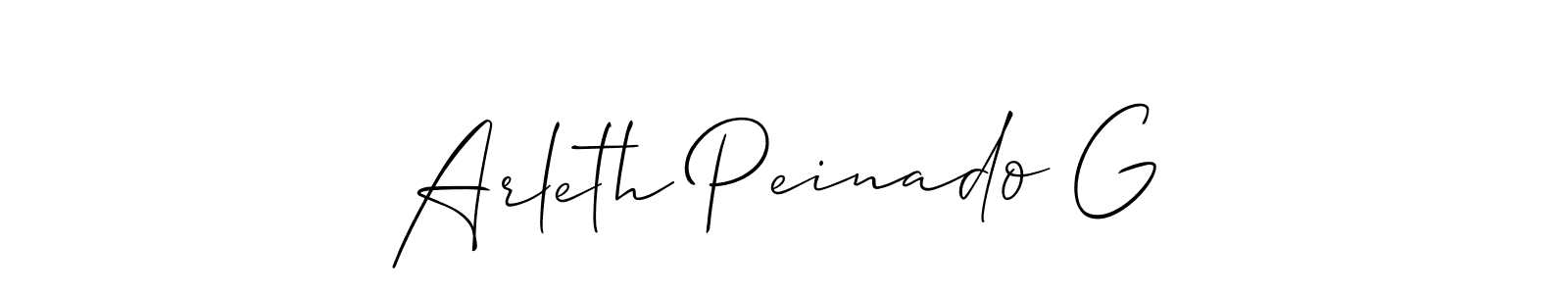Use a signature maker to create a handwritten signature online. With this signature software, you can design (Allison_Script) your own signature for name Arleth Peinado G. Arleth Peinado G signature style 2 images and pictures png