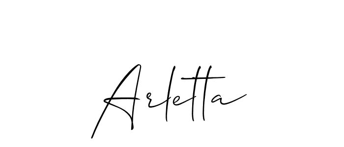 Make a beautiful signature design for name Arletta. With this signature (Allison_Script) style, you can create a handwritten signature for free. Arletta signature style 2 images and pictures png