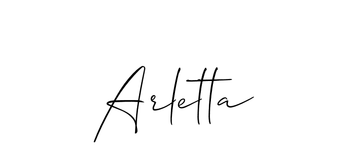 Use a signature maker to create a handwritten signature online. With this signature software, you can design (Allison_Script) your own signature for name Arletta. Arletta signature style 2 images and pictures png