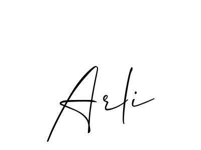 The best way (Allison_Script) to make a short signature is to pick only two or three words in your name. The name Arli include a total of six letters. For converting this name. Arli signature style 2 images and pictures png